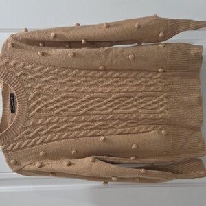 Simplee Womans Carmel Crew Neck Cable Knit Sweater, Small